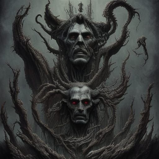 The Post Modern Prometheus, the apotheosis of Frankenstein <lora:Cursed portraits:1.0>