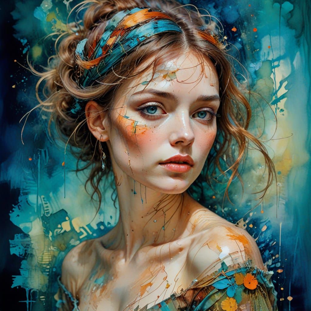 A Whimsical Impressionist Portrait of a Beautiful Woman