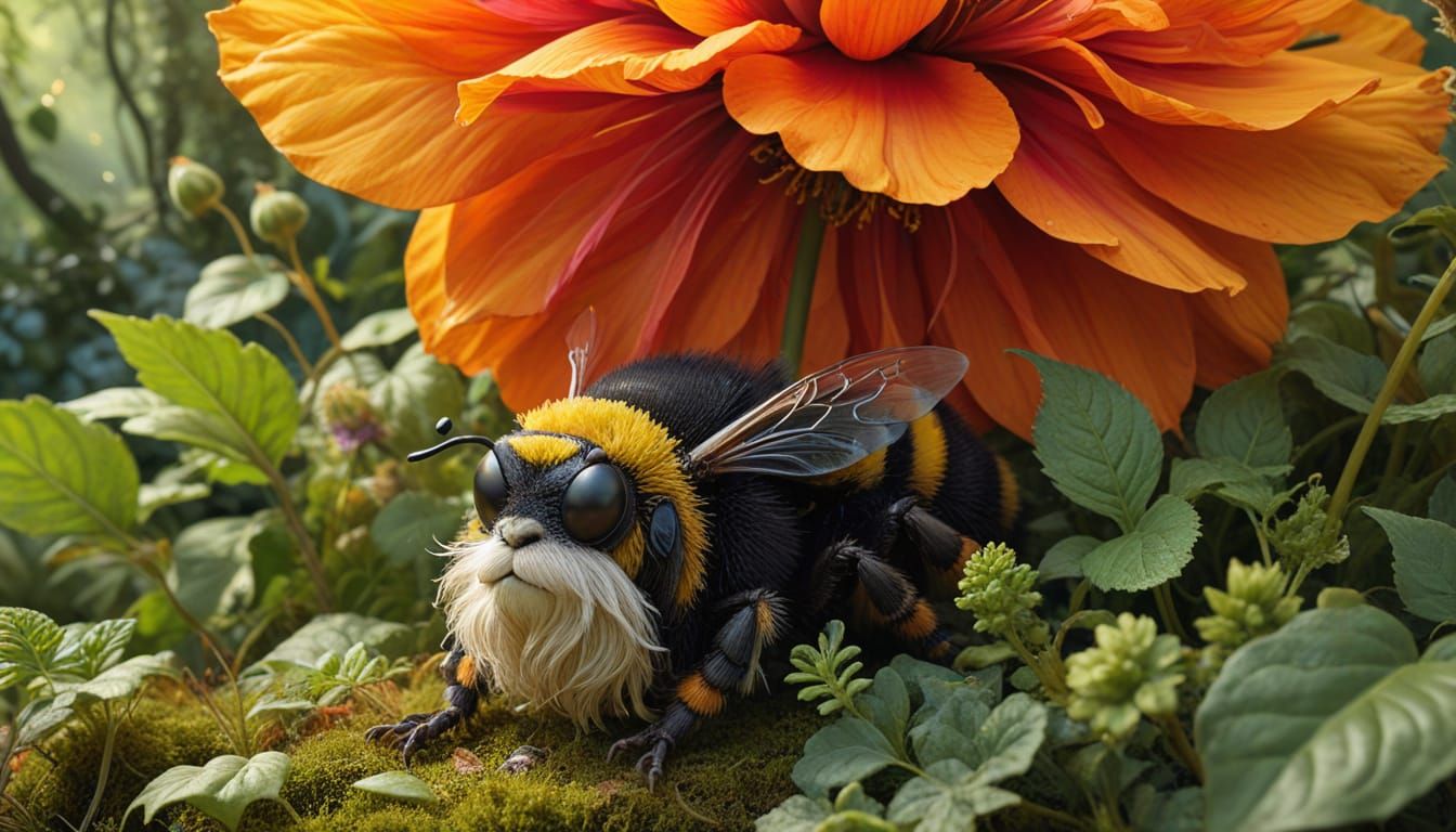 Sleepy Bee Caricature in Storybook Illustration Style