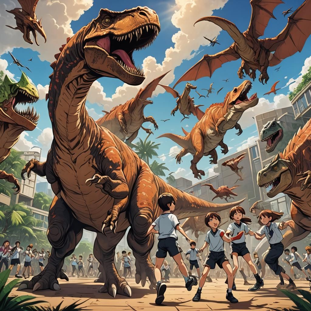 Gymnastics in the Dinosaur Era: Cel-Shaded Anime Art