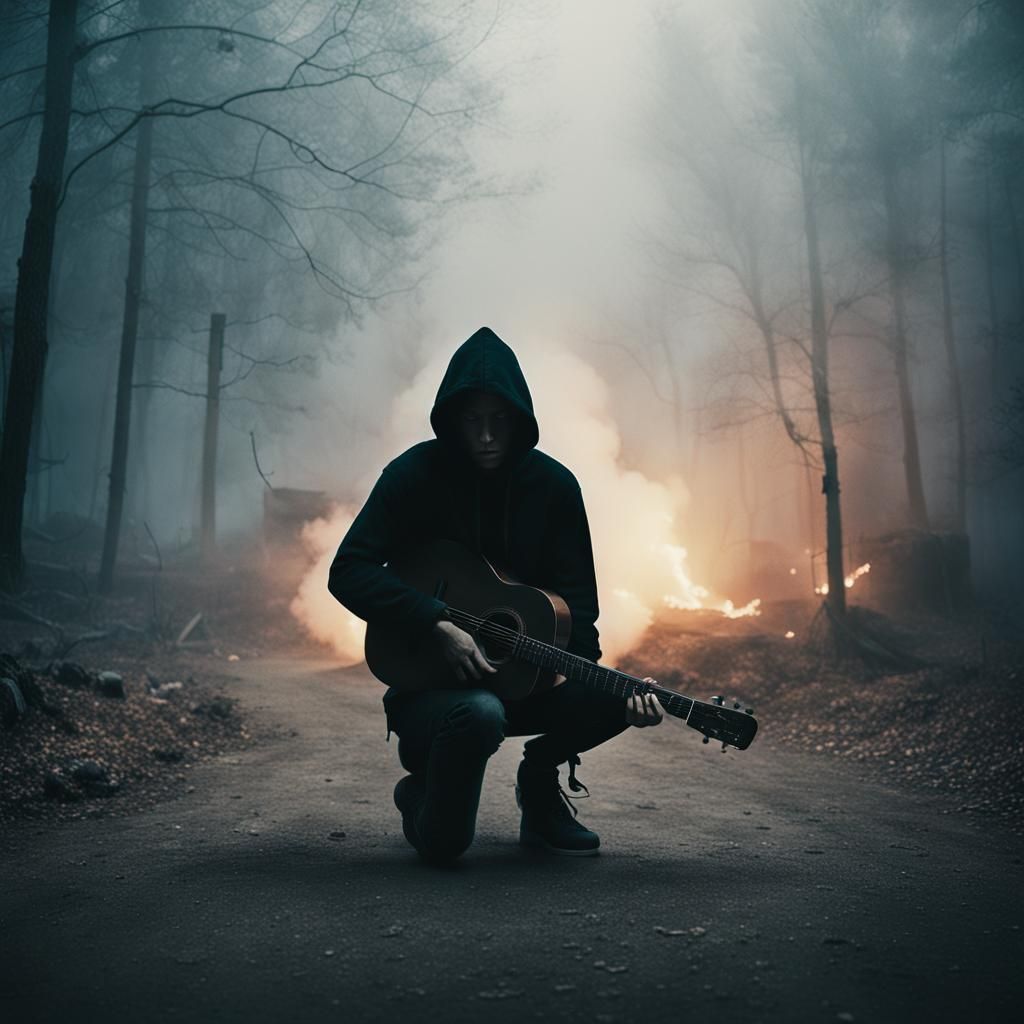 Eerie Album Cover: Boy with Guitar
