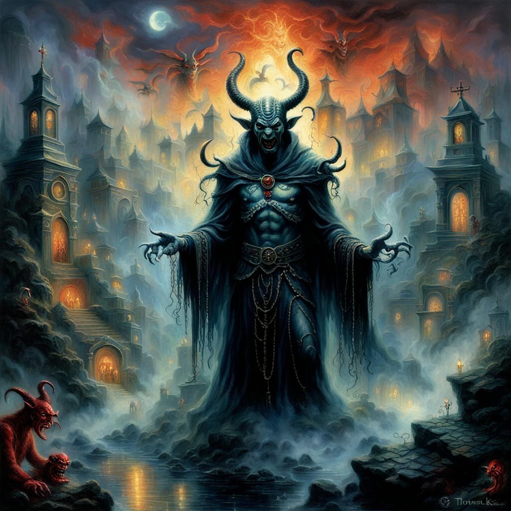 Terrifying Satan in Hell: Ethereal Fantasy Art