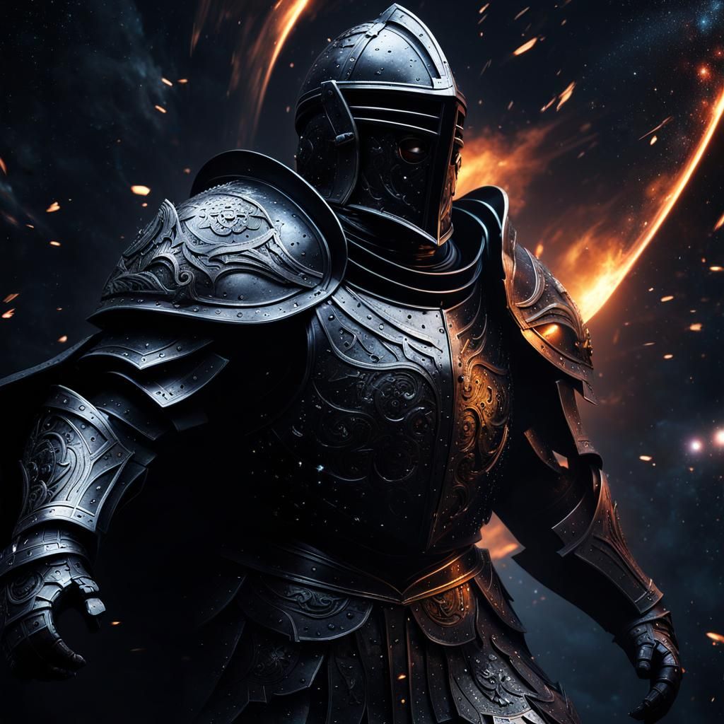 Obsidian Knight Running Through Shattered Galaxies