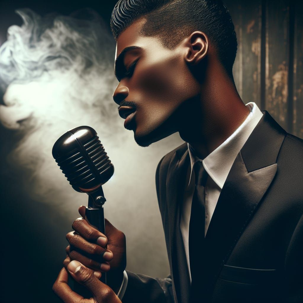 Vintage Portrait of Soul Singer with Updo Hairstyle