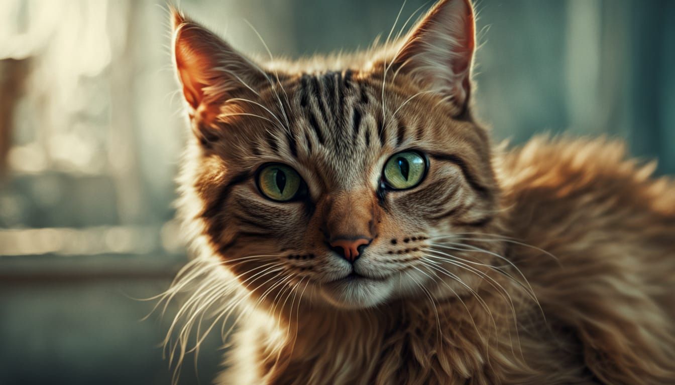 Hyper-Realistic Kitty Kat Portrait in Moody Cinematic Style