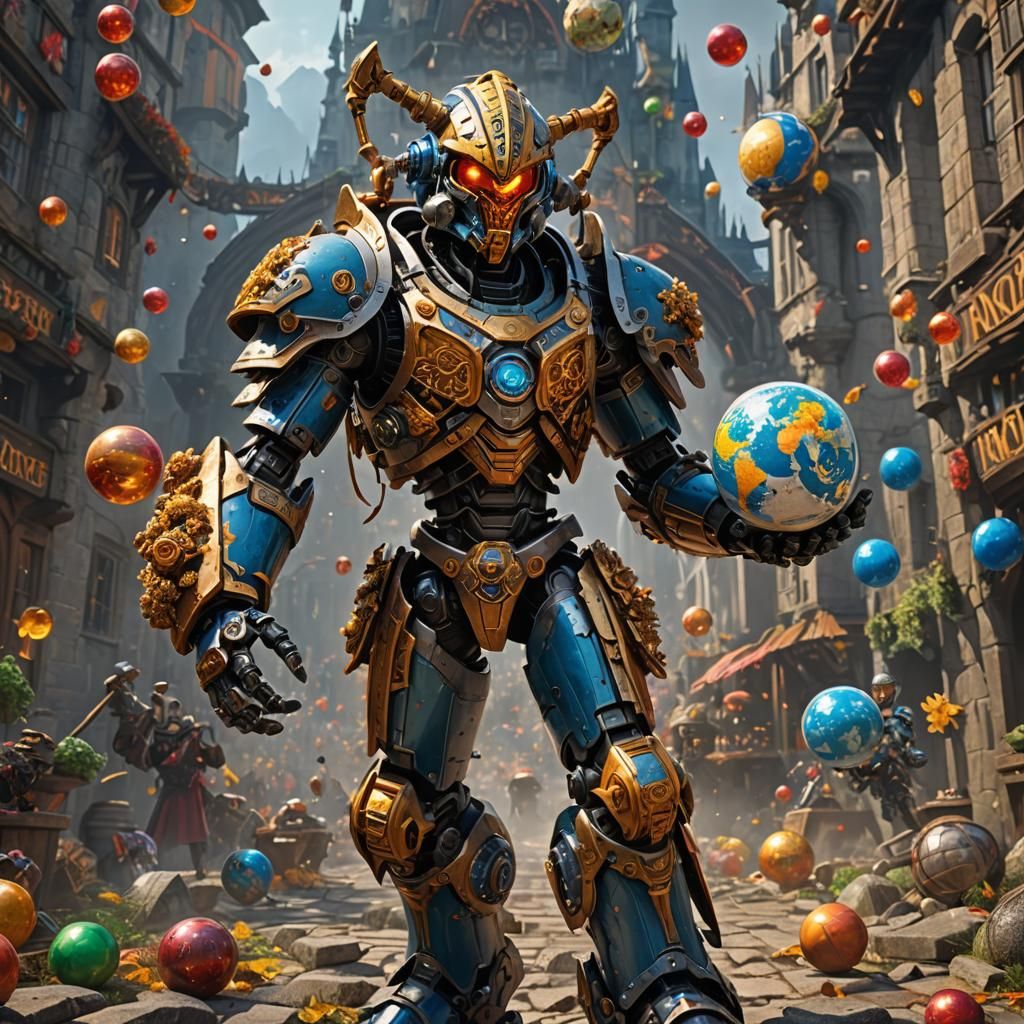 Bionicle Warrior at Oktoberfest Amidst Shattering Earth