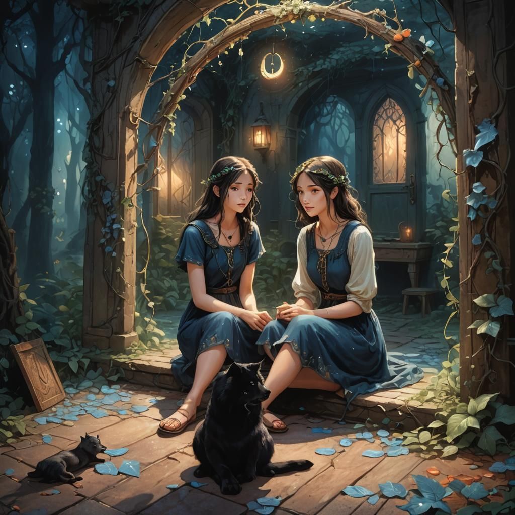 Mystical Horseshoe Above Ethereal Doorway in Fantasy Forest