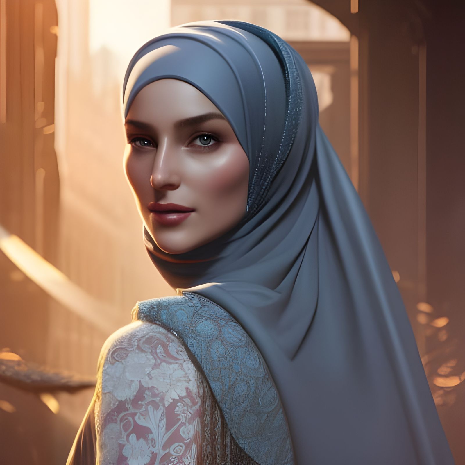 Beautiful Woman in Hijab: Hyperdetailed Portrait