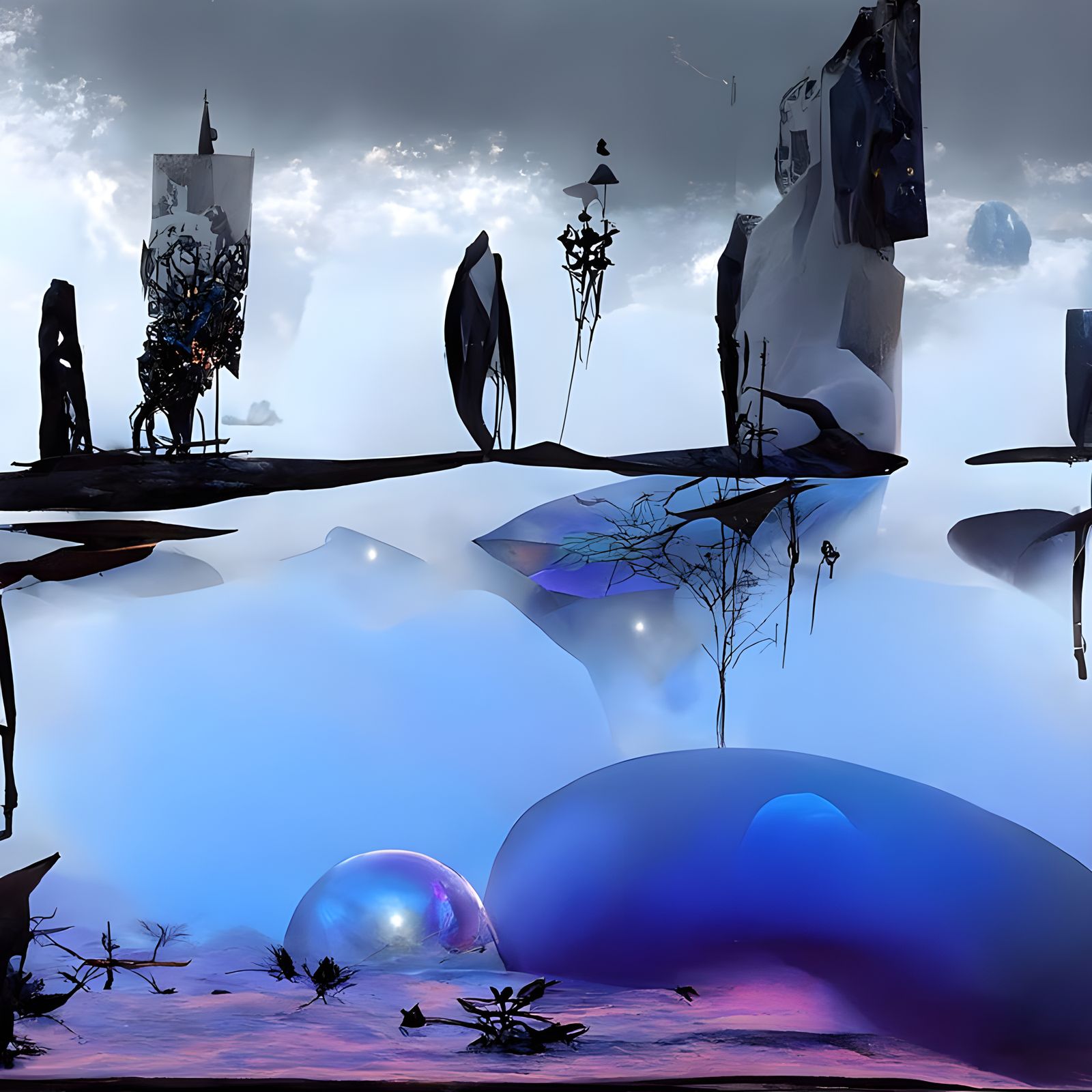 Blue Wonderland Landscape in Hyperreal Digital Art