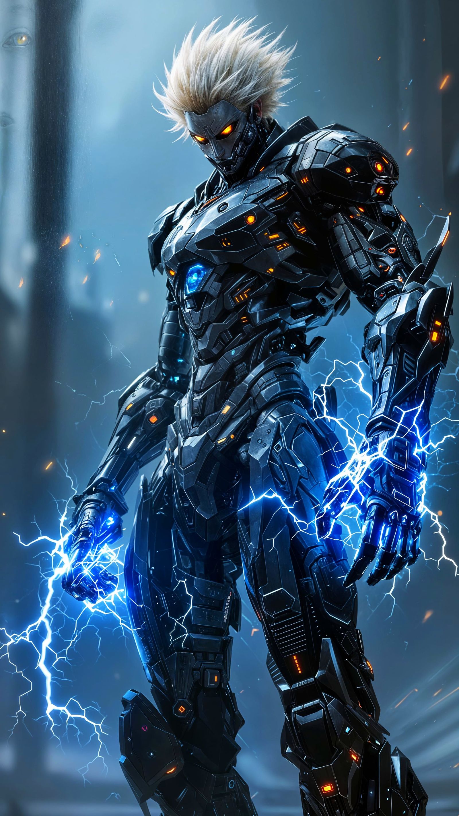 Cyborg Demon Genos in Advanced Black Silver Armor