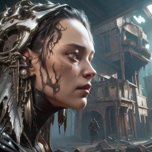 Dream Monster in Abandoned House: Dark Fantasy Art