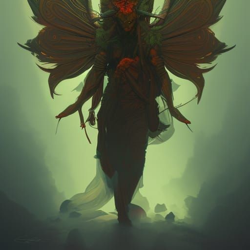 Marijuana Devil Portrait in Art Nouveau Style