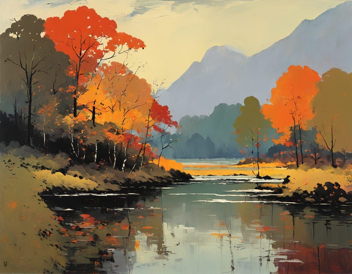 Vibrant Autumn Landscape Painting