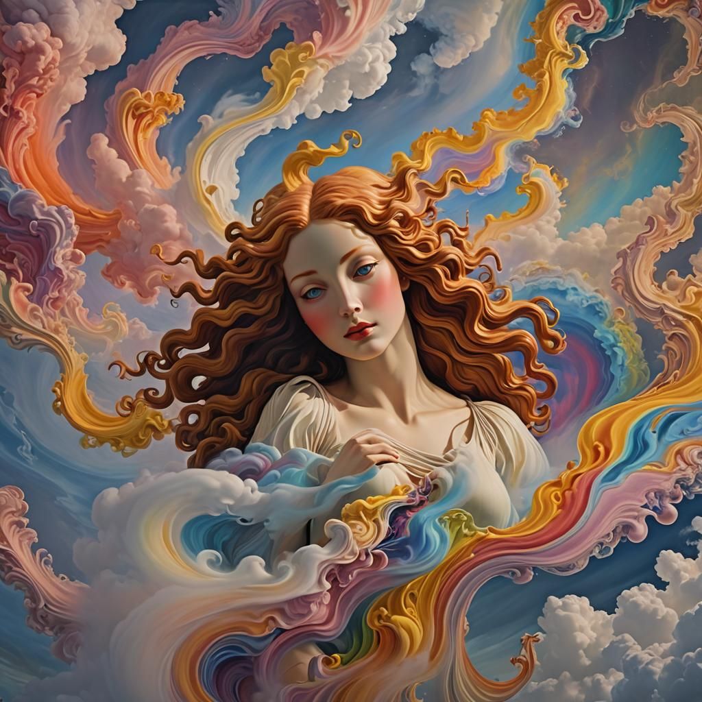 Boticelli's Venus: Lake of Colorful Fluid