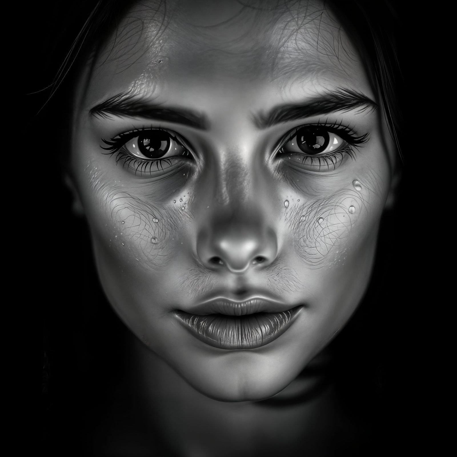 High-Contrast Black and White Portrait of a Woman