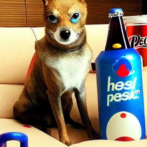 Funny Dog Eating Pepsi: AI-Generated Image