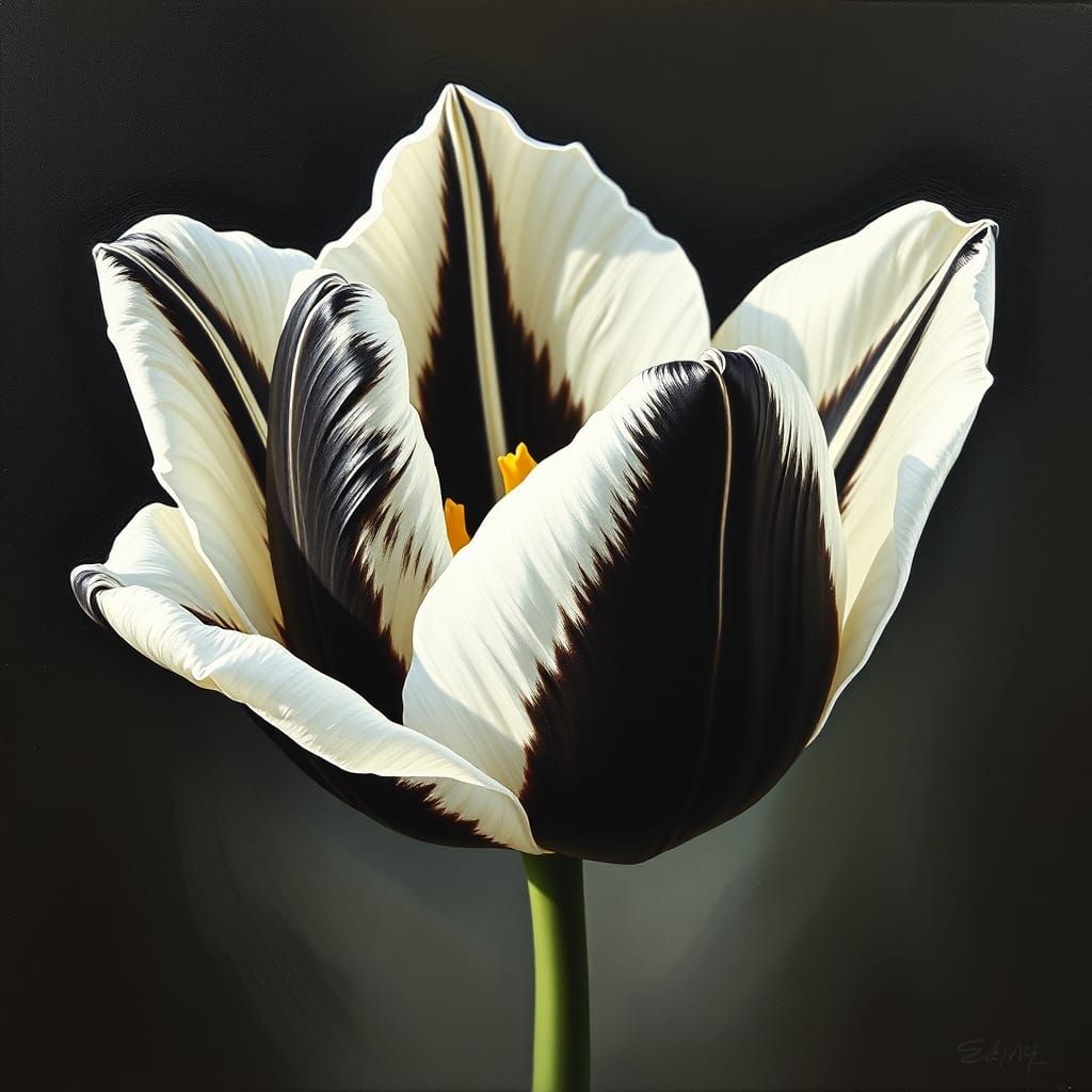 A Polychromatic Tulip in Oil