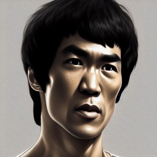 Hyperdetailed Portrait of Bruce Lee in Digital Art Style