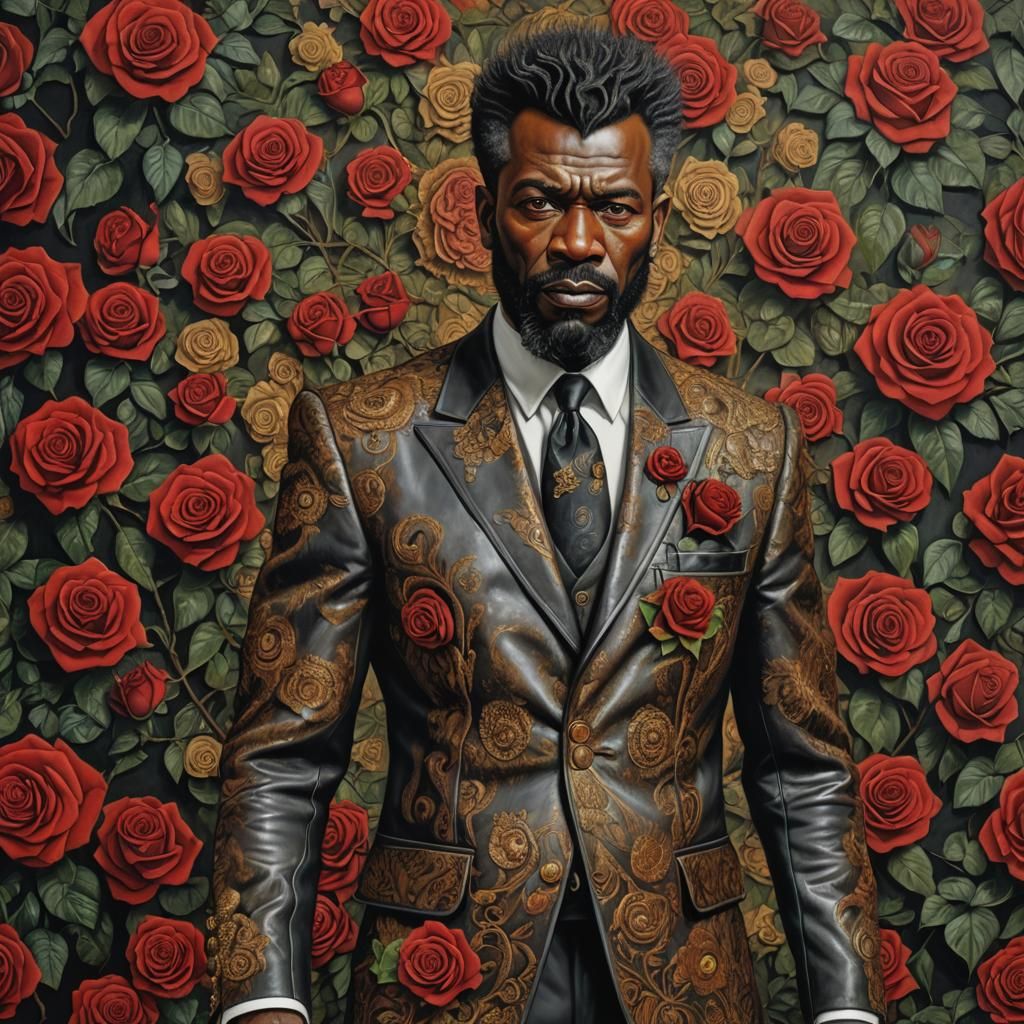 Handsome man with roses