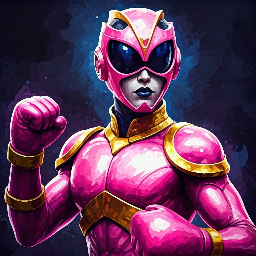 Ethereal Gothic Punk Goddess in Pink and Gold Armor