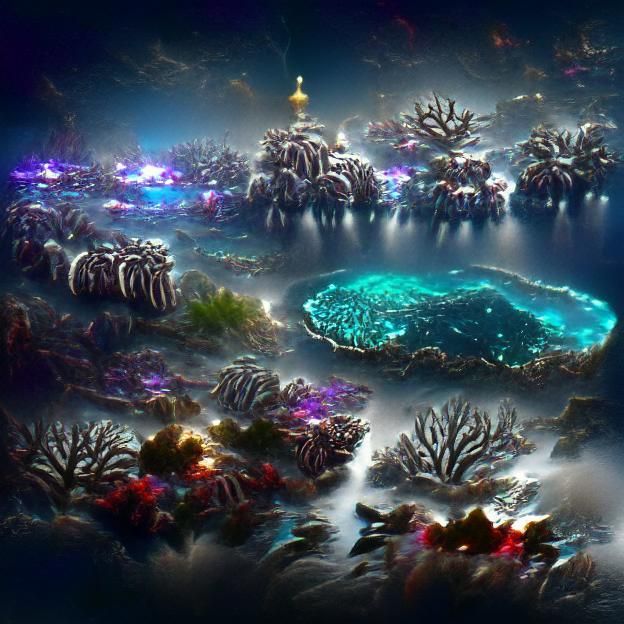 Bioluminescent Coral Reef in the Abyss