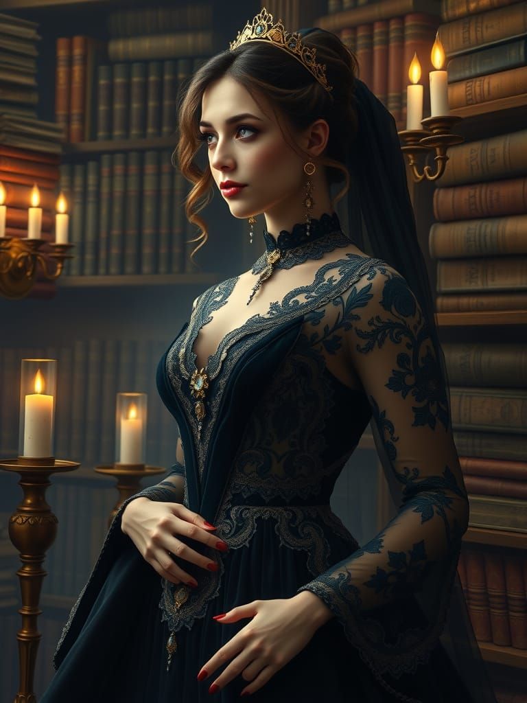 Opulent Goddess of Wealth in Opulent Gown