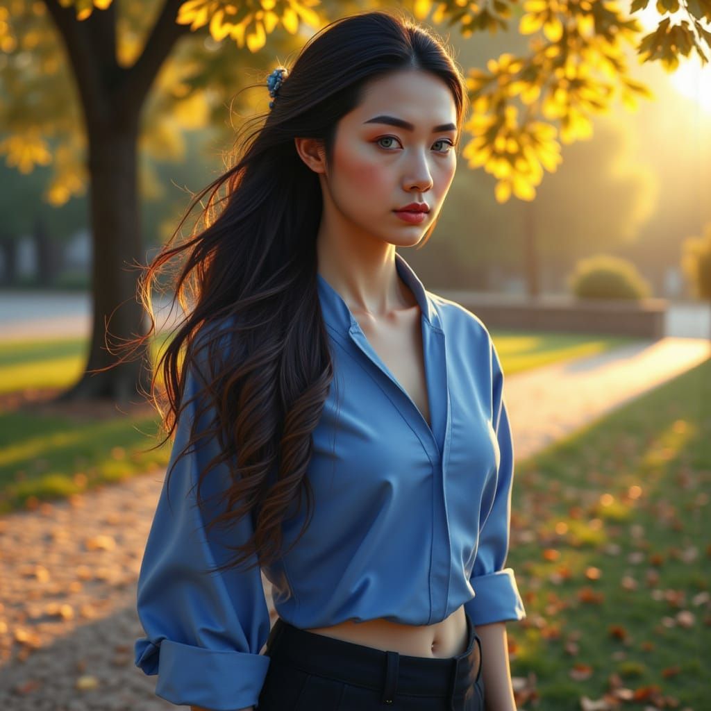Hyperrealistic Portrait of Woman with Cracks in Golden Hour ...