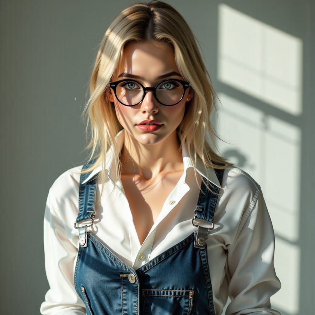 High Fashion Model in Nerdy Chic Style