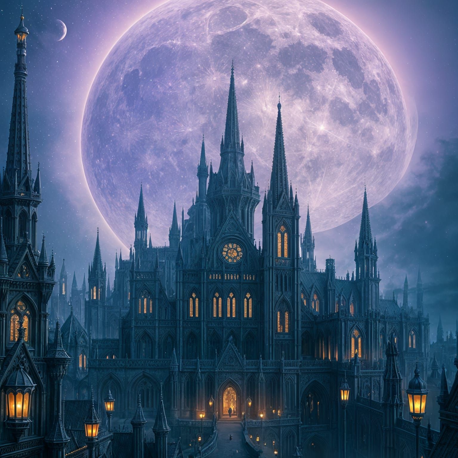 Medieval City on a Purple Gas Giant Moon