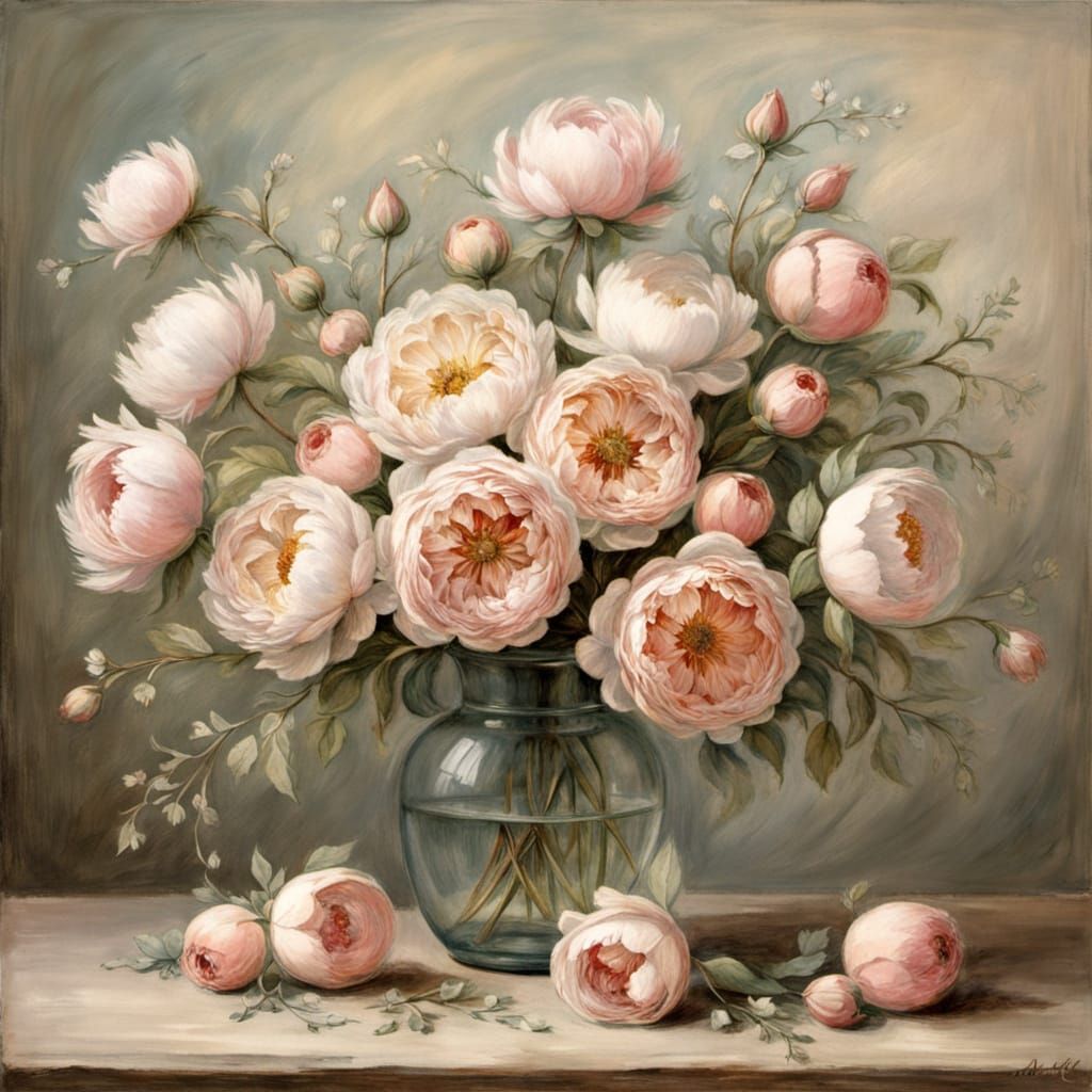 Romantic Floral Pattern in Soft Pastel Hues