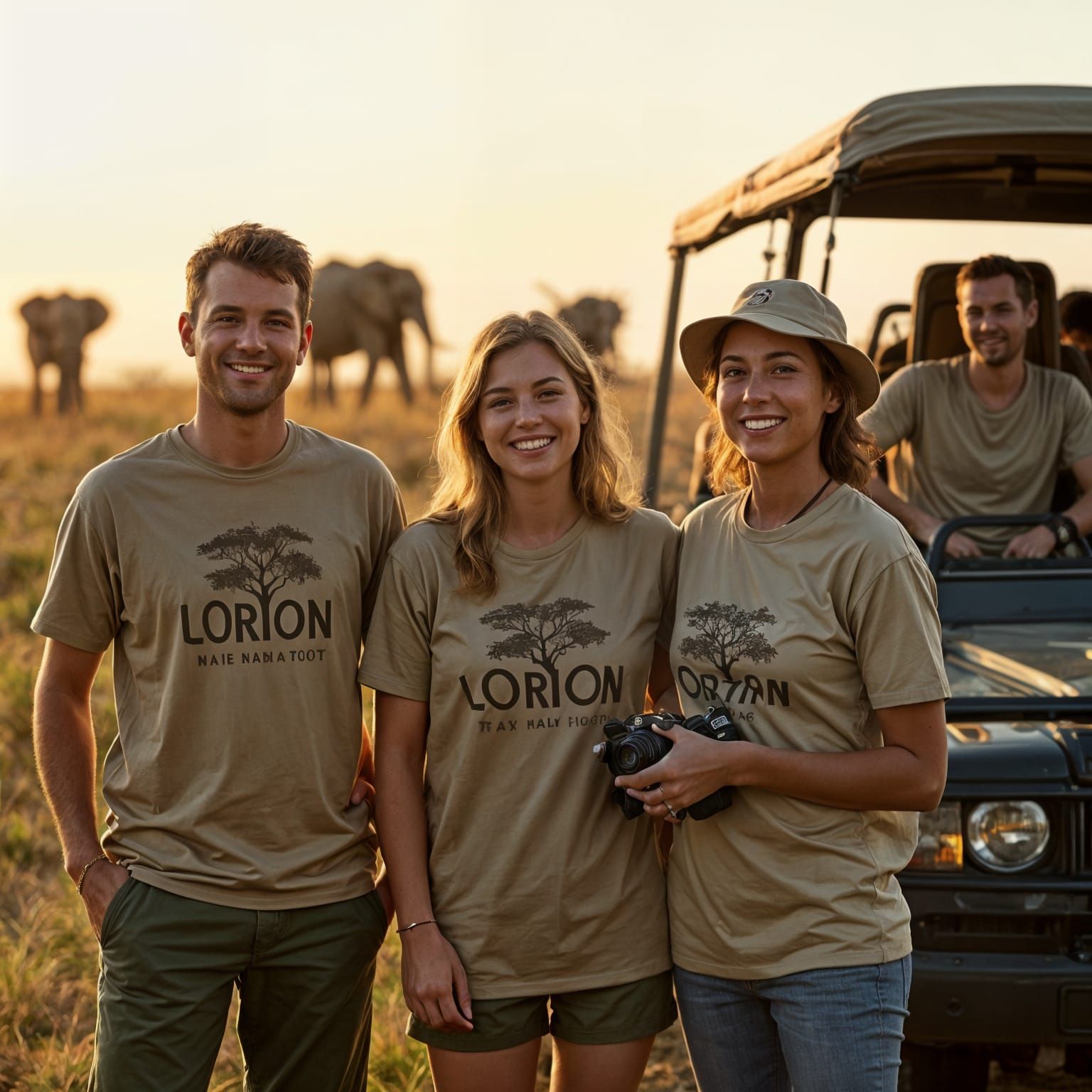 Safari Tourists in Africa at Golden Hour