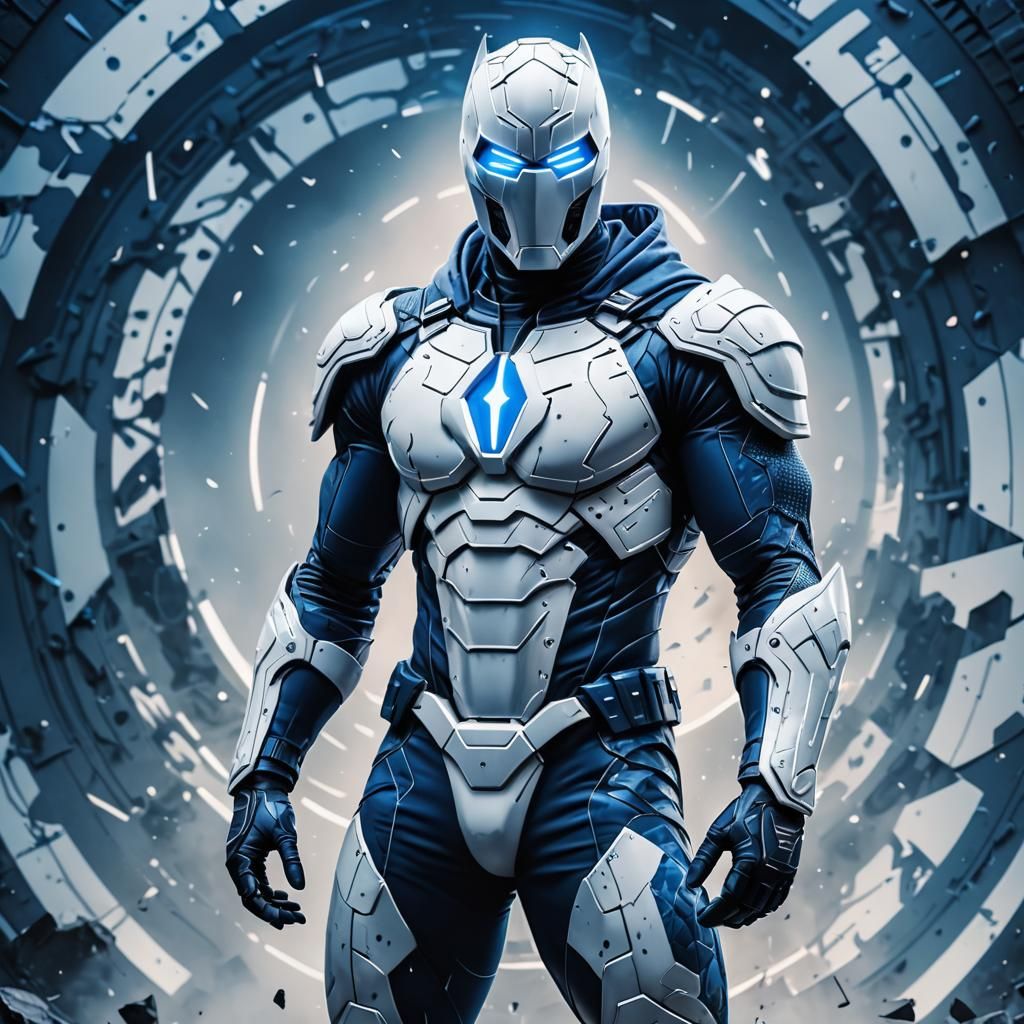 Futuristic Moon Knight Portrait in Double Exposure