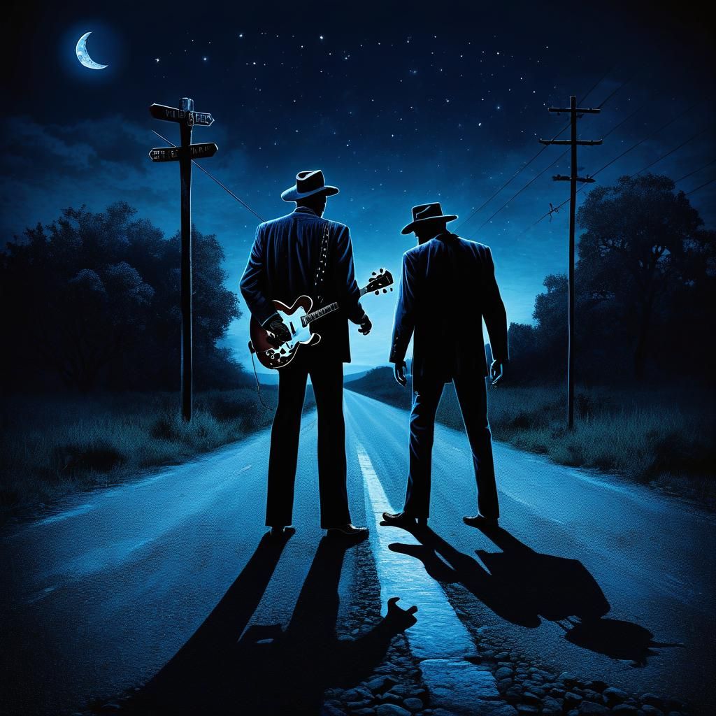 Bluesman's Midnight Crossroads Encounter