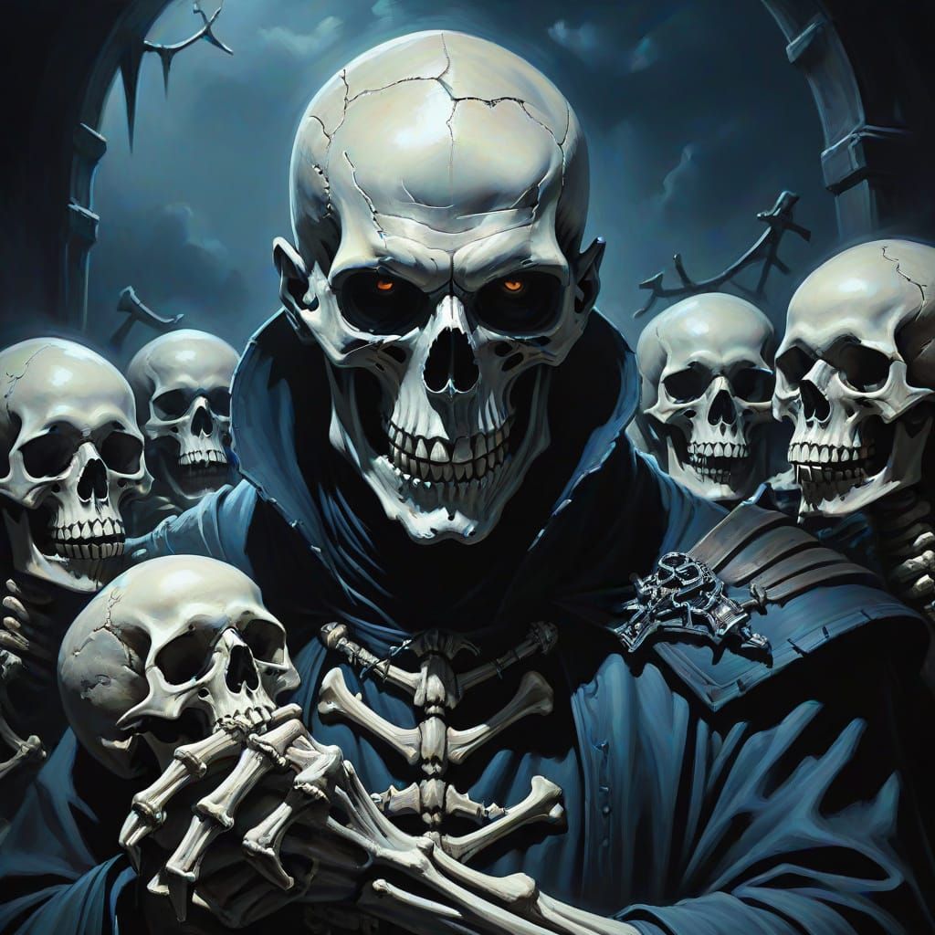Ominous Villain with Bone in Dark Fantasy Art