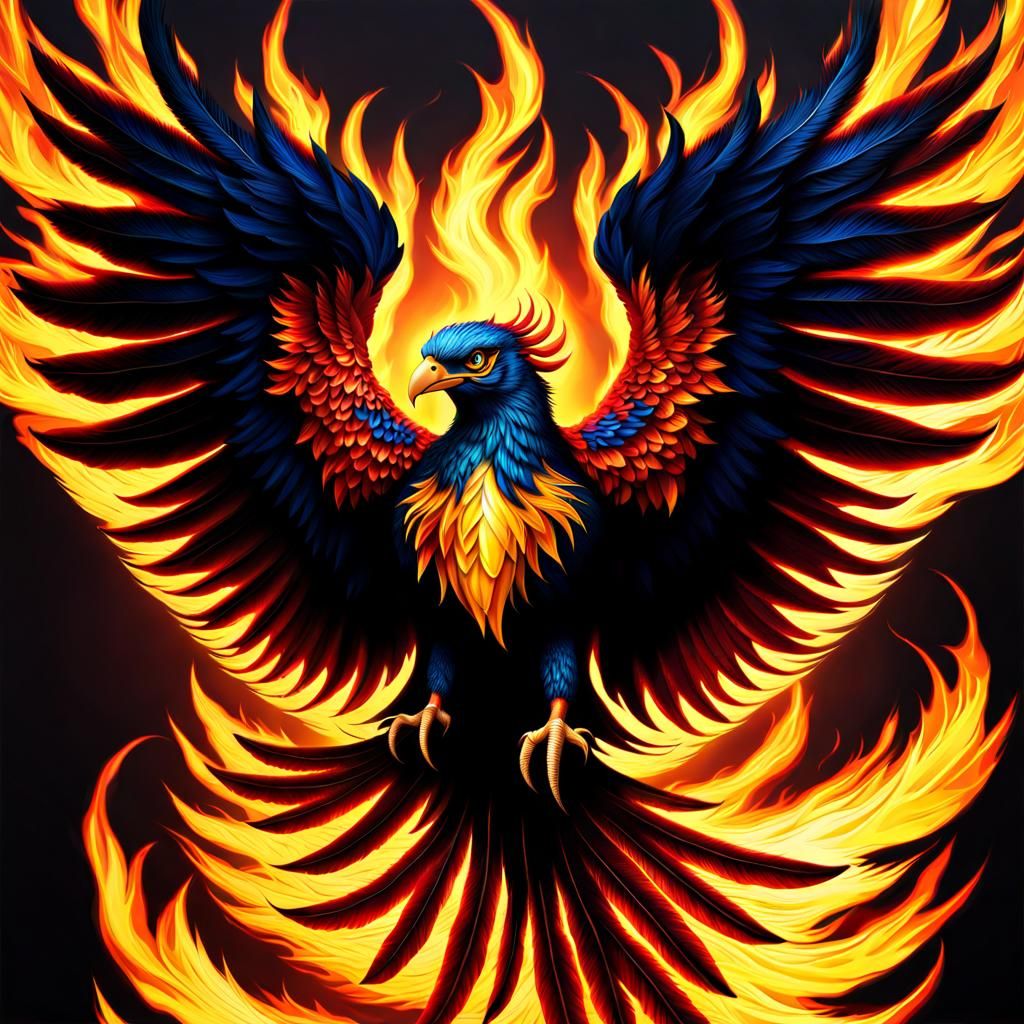 Realistic Phoenix Rising from the Ashes