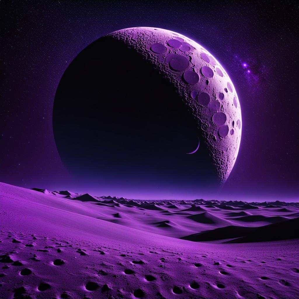 Monochrome Violet Moon with Earth and Milky Way