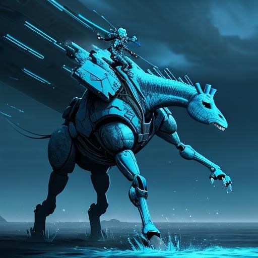 Epic Blue Giraffe Transforms into a Futuristic Protein Shake