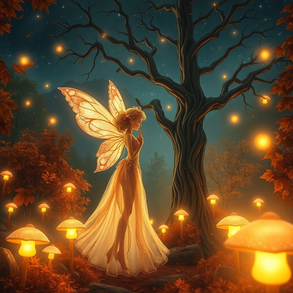 Whimsical Fairy in Autumn Wonderland