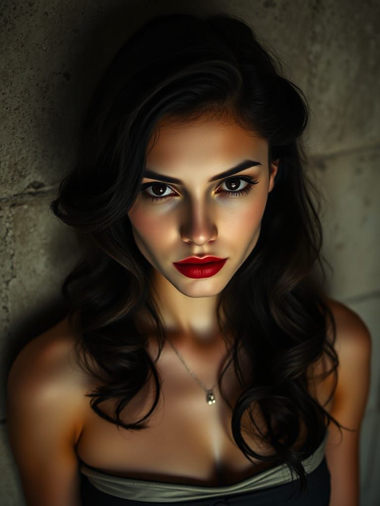 Mysterious Woman in Dark, Moody Lighting