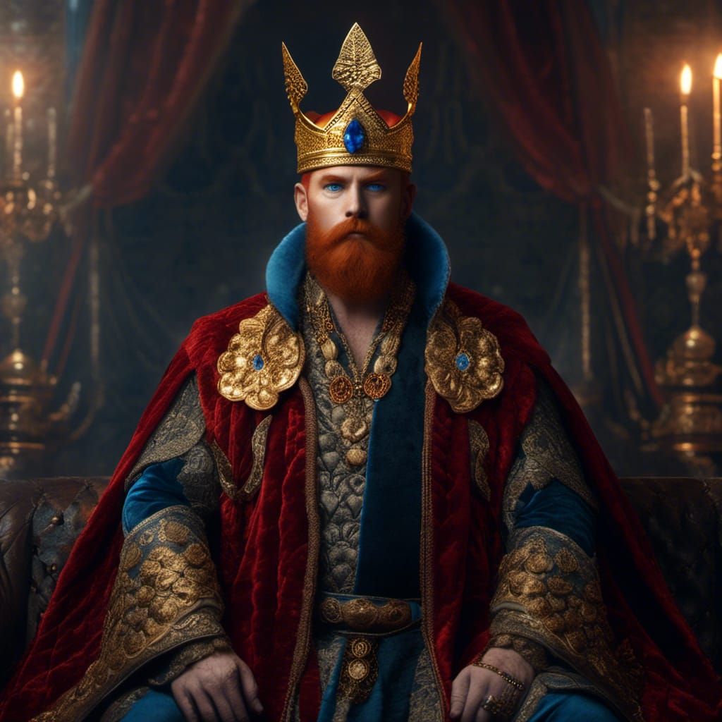 King with Red Hair in Gold Robes