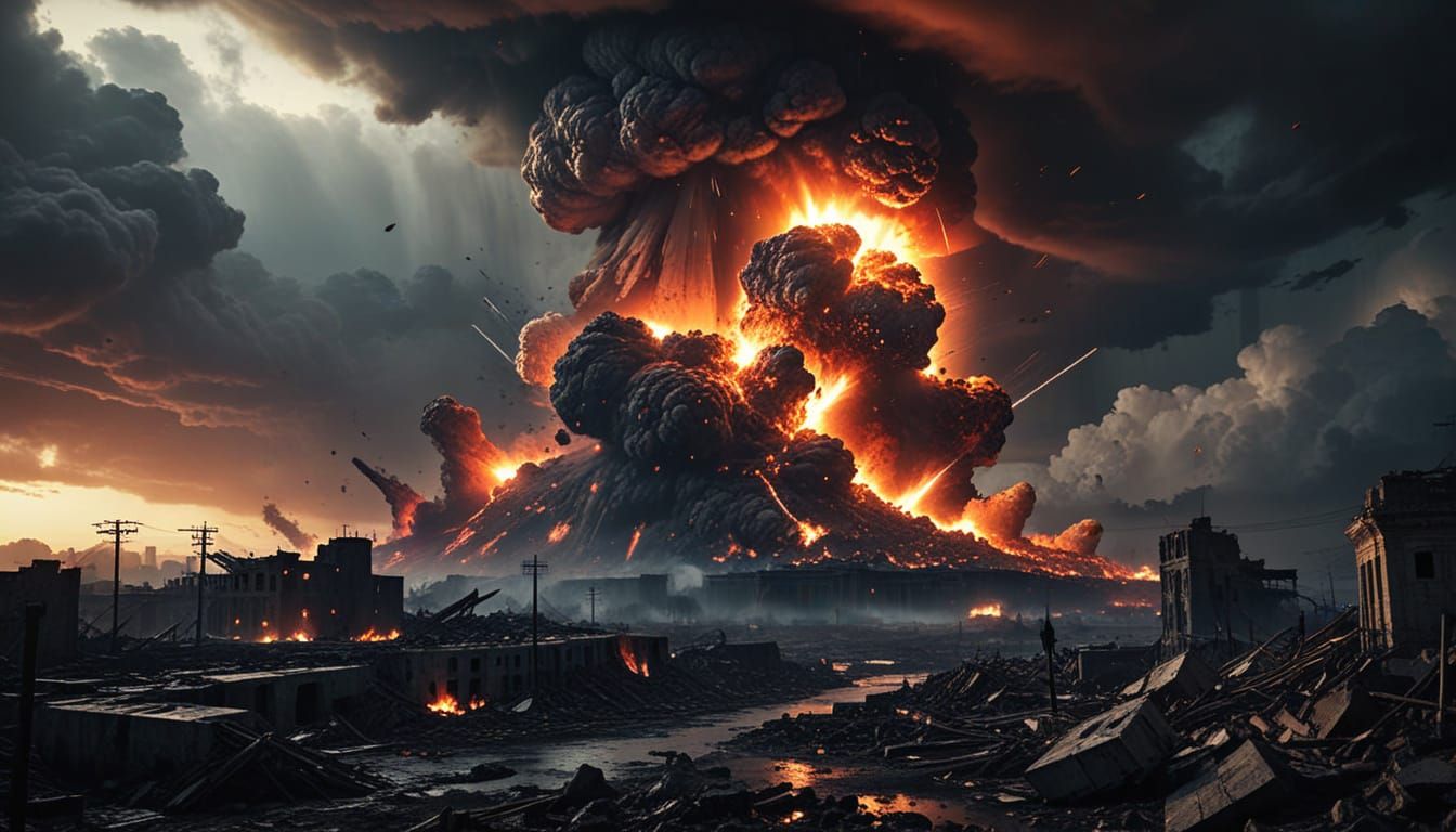 Cataclysmic Apocalypse in a Sci-Fi Cityscape