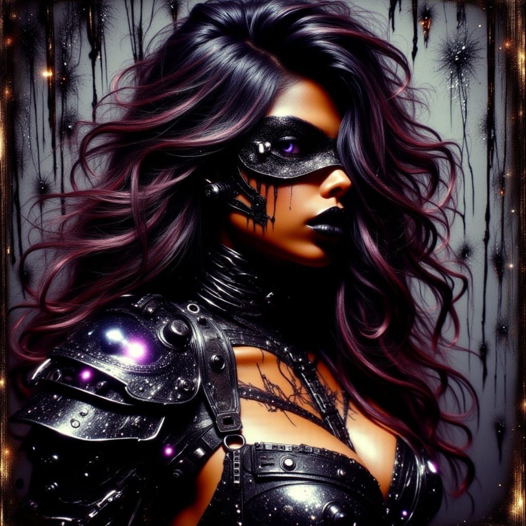 Cyberpunk Goddess in Gritty Noir Style