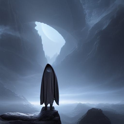 Dramatic Hooded Alien Creature Digital Matte Painting