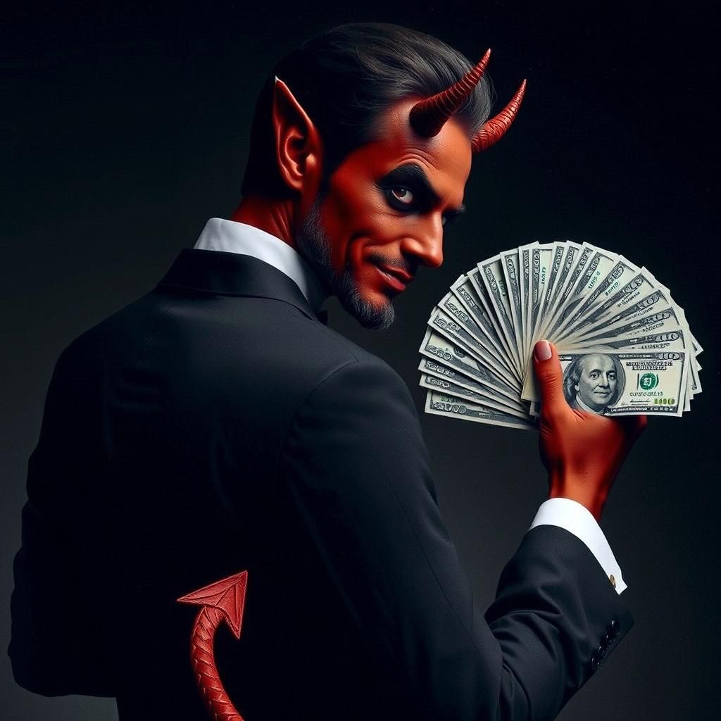 Devil in Tuxedo with Money