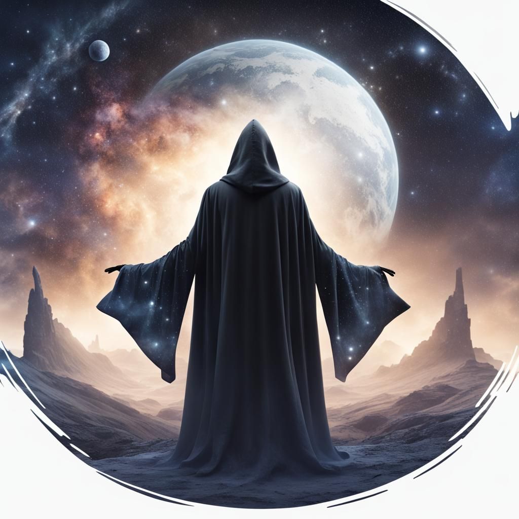 Mystical Figure Creates a Fantasy World in Space