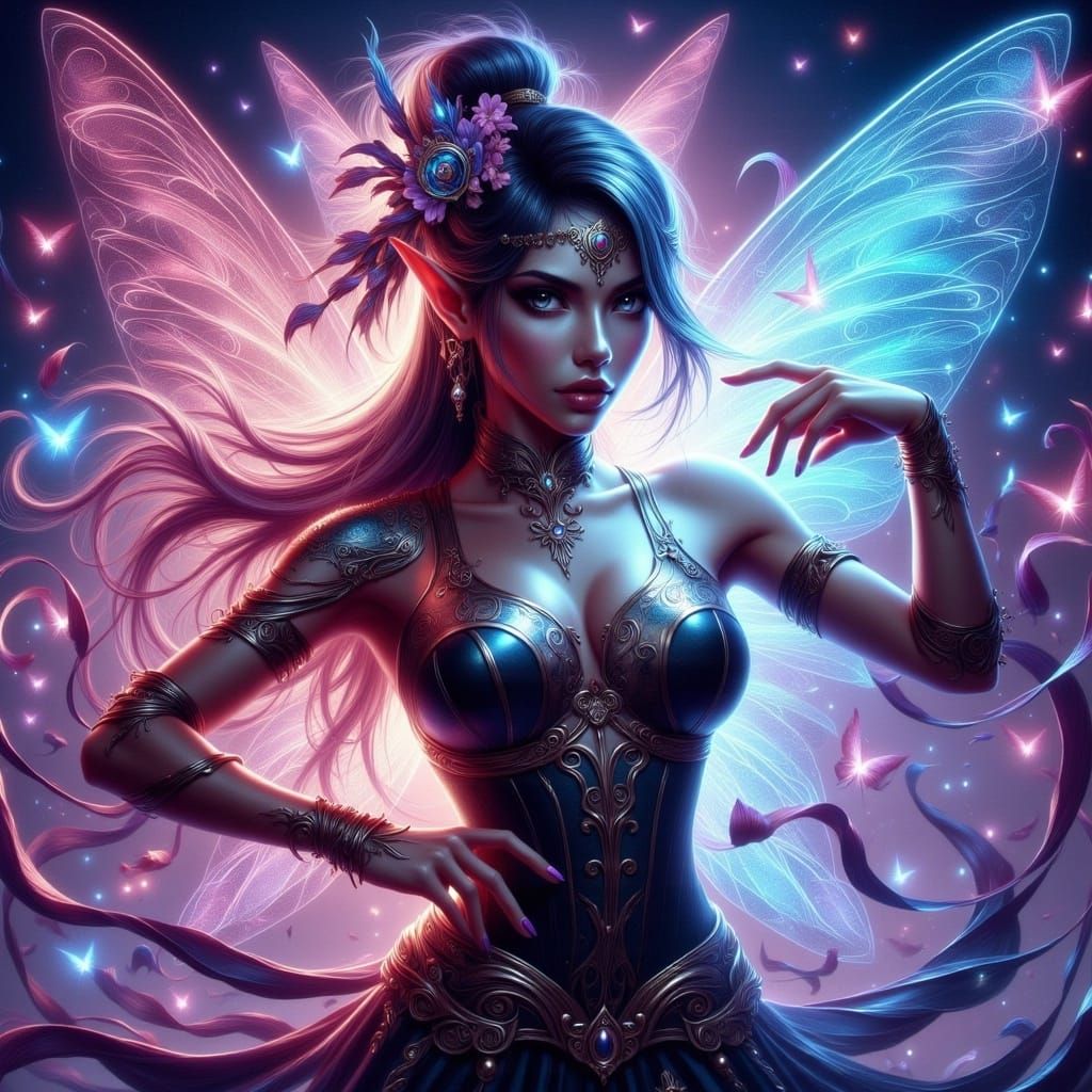 Futuristic Woman Portrait in Cyberpunk Style