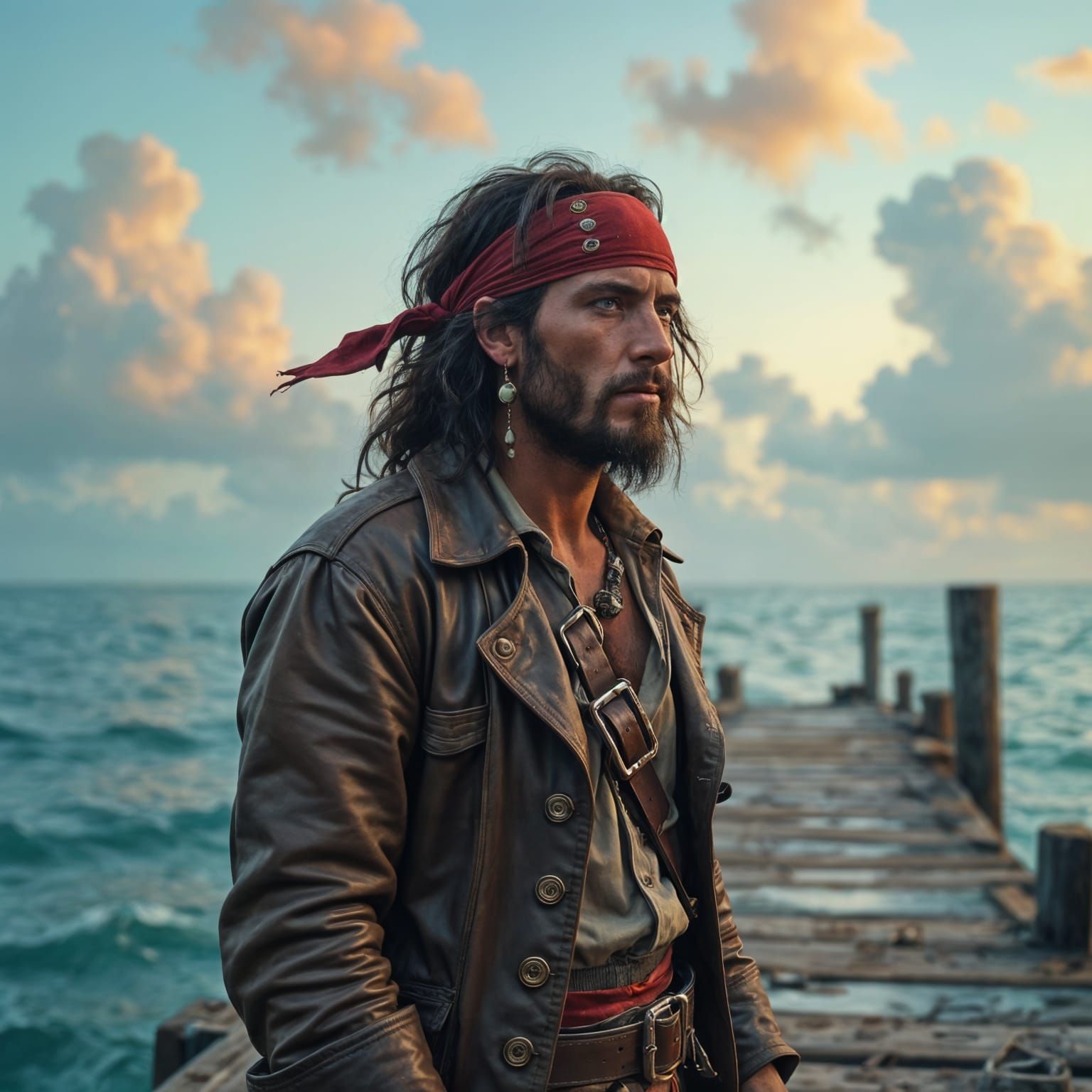 Pirate Ship on the Ocean: Digital Art