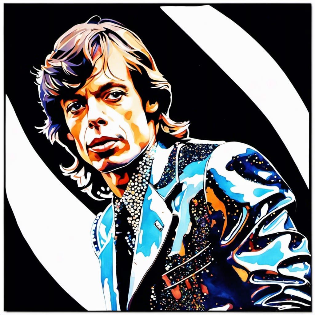 Mick Jagger: Glittering Bohemian Portrait in Expressionist S...