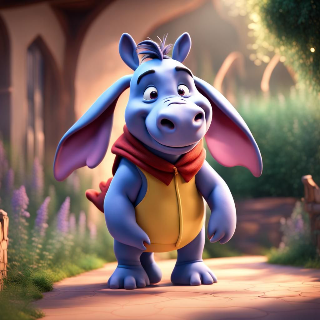 Eeyore Dragon: 3D Digital Art Concept
