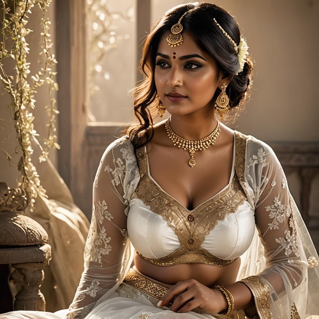 Voluptuous Indian Woman in Ethereal Lighting, Digital Art